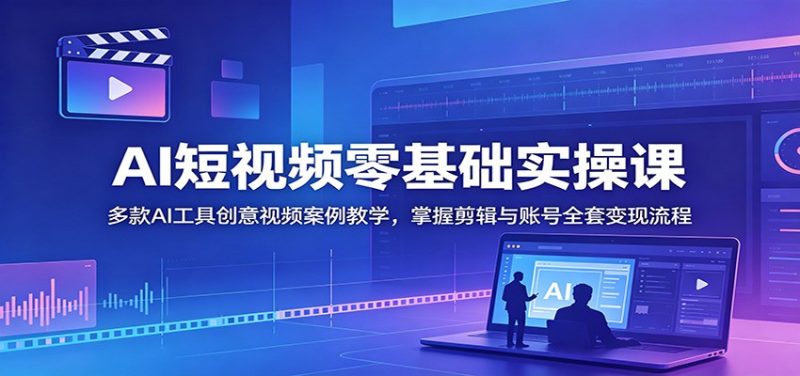 AI短视频零基础实操课:多款AI工具创意视频案例教学,掌握剪辑与账号全套变现流程 - 严选资源大全 - 严选资源大全