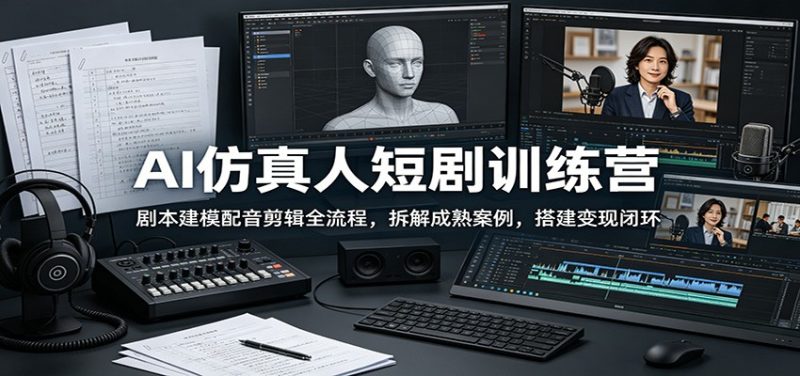 AI仿真人短剧训练营:剧本建模配音剪辑全流程,拆解成熟案例,搭建变现闭环 - 严选资源大全 - 严选资源大全