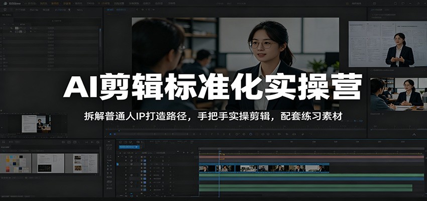 AI剪辑标准化实操营：拆解普通人IP打造路径，手把手实操剪辑，配套练习素材 - 严选资源大全