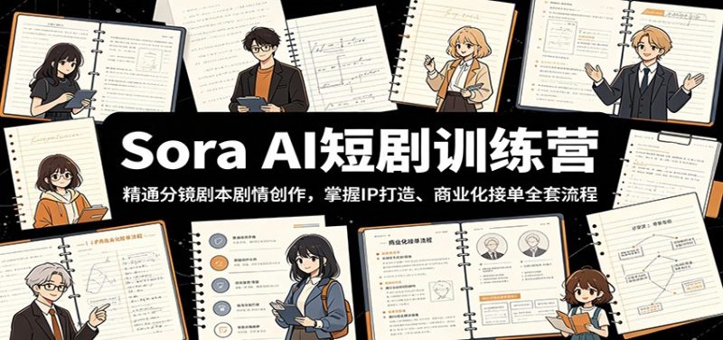 Sora AI短剧训练营:精通分镜剧本剧情创作,掌握IP打造、商业化接单全套流程 - 严选资源大全 - 严选资源大全