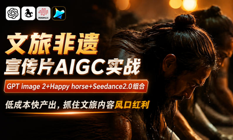 文旅非遗宣传片AIGC实战,GPT image 2+Happy horse+Seedance2.0组合,低成本快产出,抓住文旅内容风口红利 - 严选资源大全