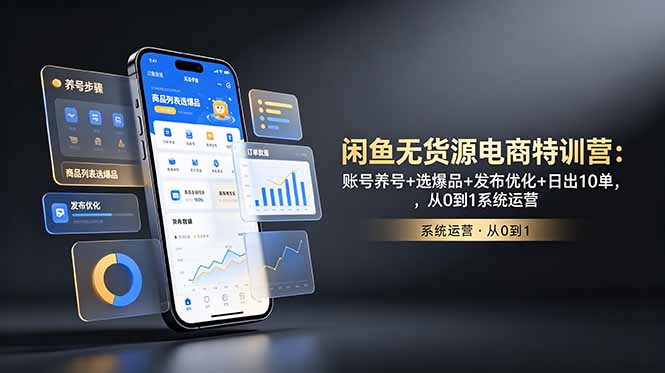 闲鱼无货源电商特训营：账号养号+选爆品+发布优化+日出10单，从0到1系统运营 - 严选资源大全