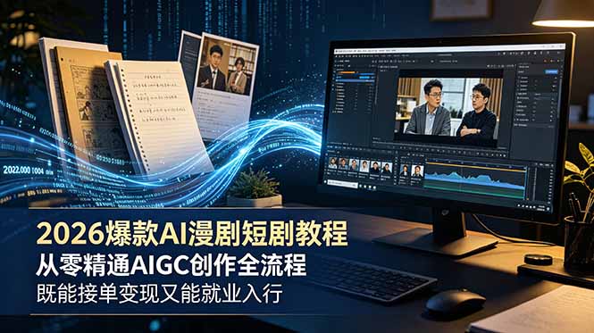 2026 爆款 AI 漫剧短剧教程 从零精通 AIGC 创作全流程 既能接单变现又能就业入行 - 严选资源大全