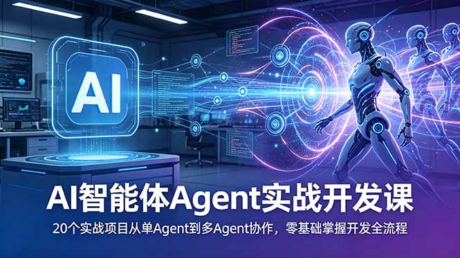 AI智能体Agent实战开发课：20个实战项目从单Agent到多Agent协作，零基础掌握开发全流程 - 严选资源大全