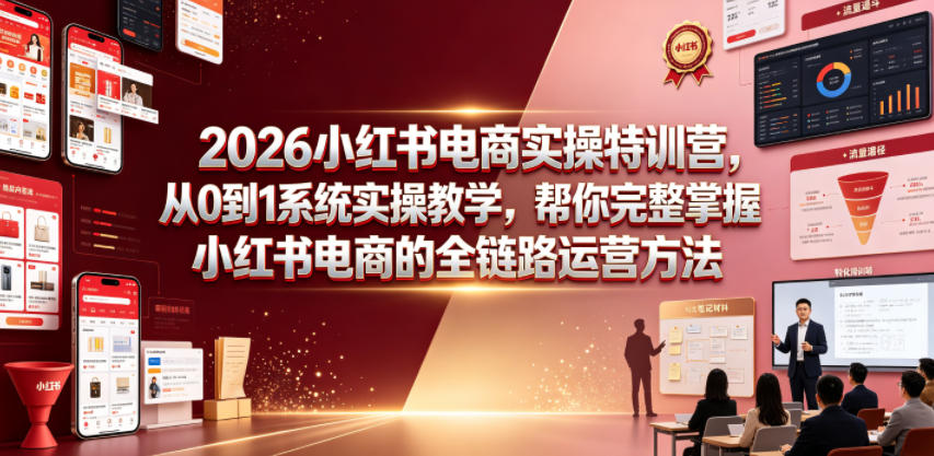 2026小红书电商实操特训营,从0到1系统实操教学,帮你完整掌握小红书电商的全链路运营方法 - 严选资源大全