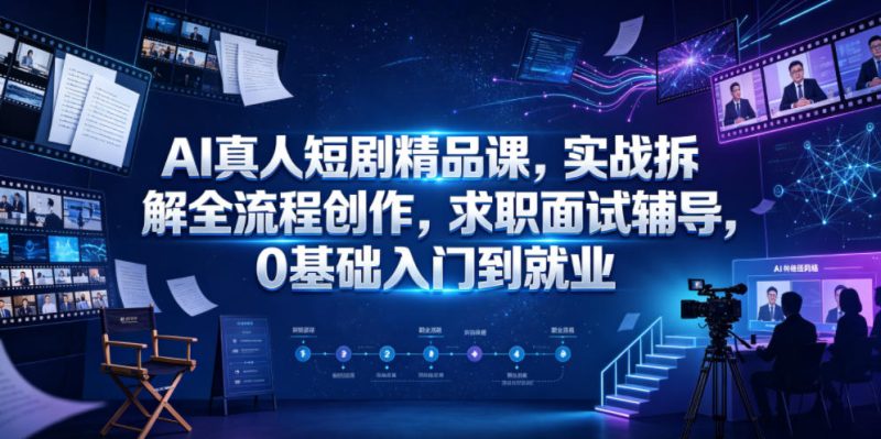 AI真人短剧精品课,实战拆解全流程创作,求职面试辅导,0基础入门到就业 - 严选资源大全 - 严选资源大全