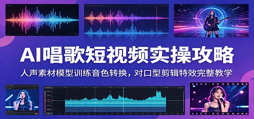 AI唱歌短视频实操攻略：人声素材模型训练音色转换，对口型剪辑特效完整教学 - 严选资源大全