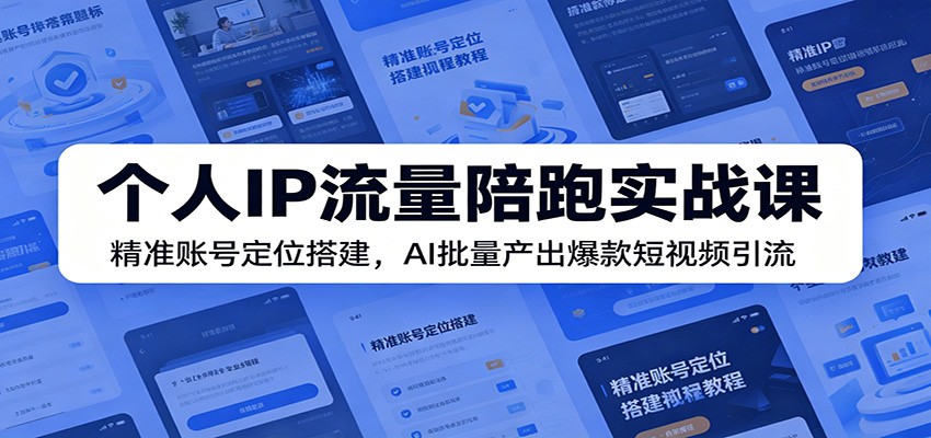 个人IP流量陪跑实战课:精准账号定位搭建,AI批量产出爆款短视频引流 - 严选资源大全