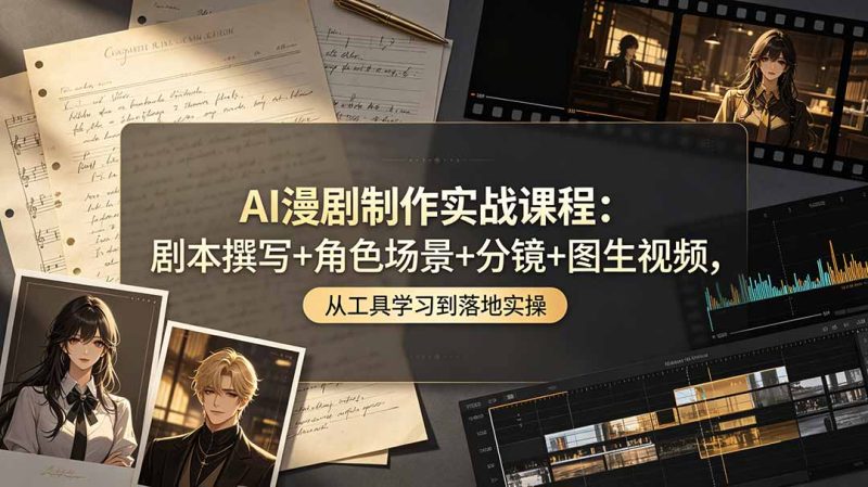 AI漫剧制作实战课程：剧本撰写+角色场景+分镜+图生视频，从工具学习到落地实操 - 严选资源大全 - 严选资源大全