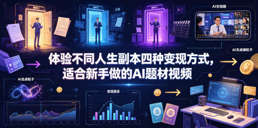 体验不同人生副本四种变现方式，适合新手做的AI题材视频 - 严选资源大全