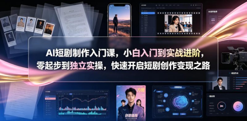 AI短剧制作入门课,小白入门到实战进阶,零起步到独立实操,快速开启短剧创作变现之路 - 严选资源大全 - 严选资源大全