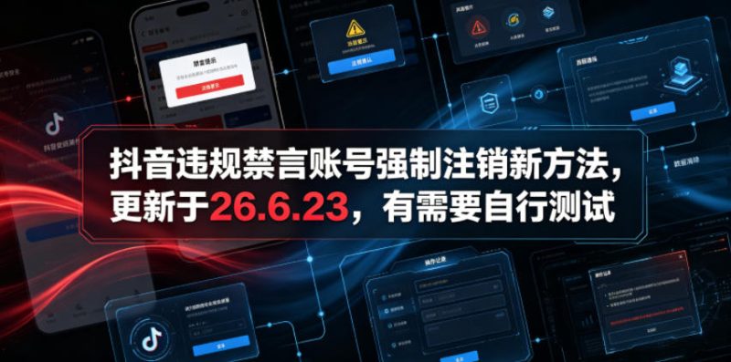 抖音违规禁言账号强制注销新方法,更新于26.6.23,有需要自行测试 - 严选资源大全 - 严选资源大全