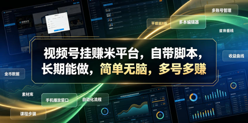 视频号挂賺米平台，自带脚本，长期能做，简单无脑，多号多賺【揭秘】 - 严选资源大全