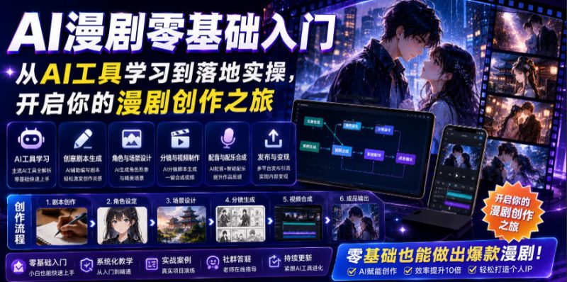 AI漫剧零基础入门，从AI工具学习到落地实操，开启你的漫剧创作之旅 - 严选资源大全 - 严选资源大全