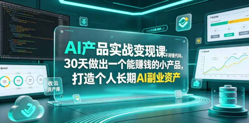 AI产品实战变现课,不用懂代码,30天做出一个能賺钱的小产品,打造个人长期AI副业资产 - 严选资源大全 - 严选资源大全