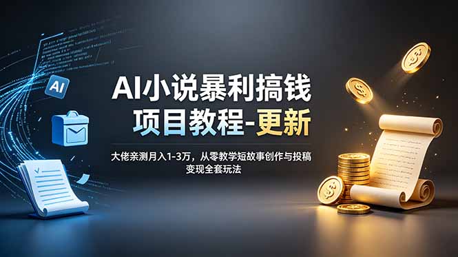 AI小说暴利搞钱项目教程-更新，大佬亲测月入1-3万，从零教学短故事创作与投稿变现全套玩法 - 严选资源大全