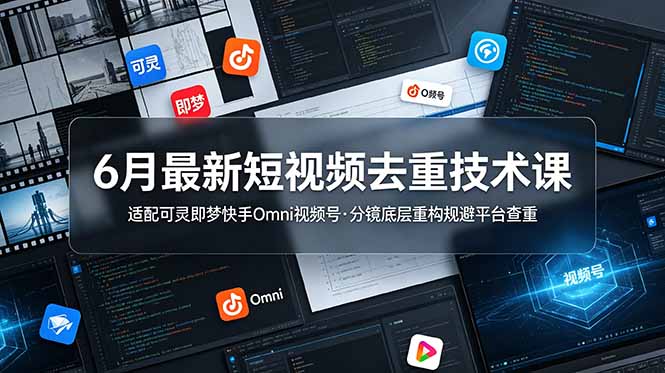 6月最新短视频去重技术课，适配可灵即梦快手Omni视频号，分镜底层重构规避平台查重 - 严选资源大全