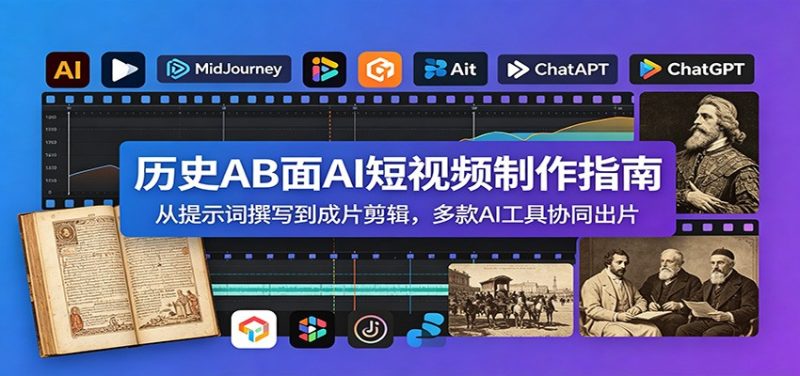 历史AB面AI短视频制作指南:从提示词撰写到成片剪辑,多款AI工具协同出片 - 严选资源大全 - 严选资源大全
