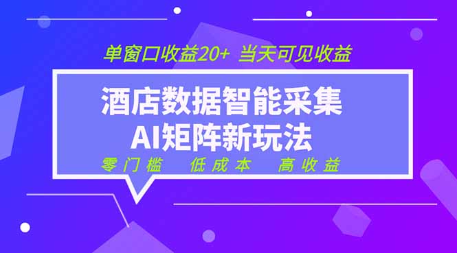 2026酒店数据采集ai智能矩阵新风口  低成本   高收益   当天见收益   单窗口20+ - 严选资源大全