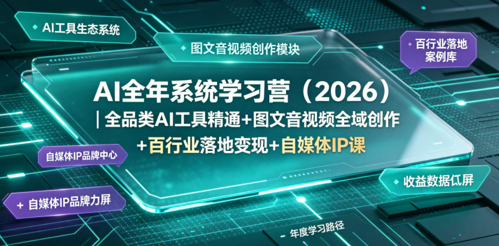 AI全年系统学习营(2026)｜全品类AI工具精通+图文音视频全域创作+百行业落地变现+自媒体IP打造年度进阶大课 - 严选资源大全