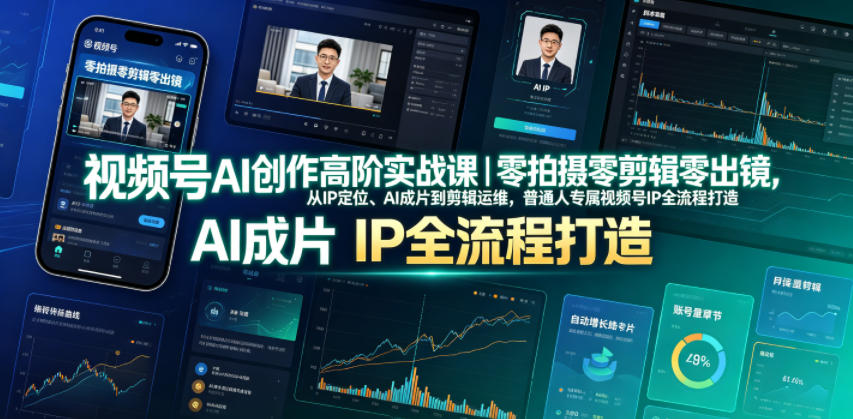 视频号AI创作高阶实战课｜零拍摄零剪辑零出镜，从IP定位、AI成片到剪辑运维，普通人专属视频号IP全流程打造 - 严选资源大全