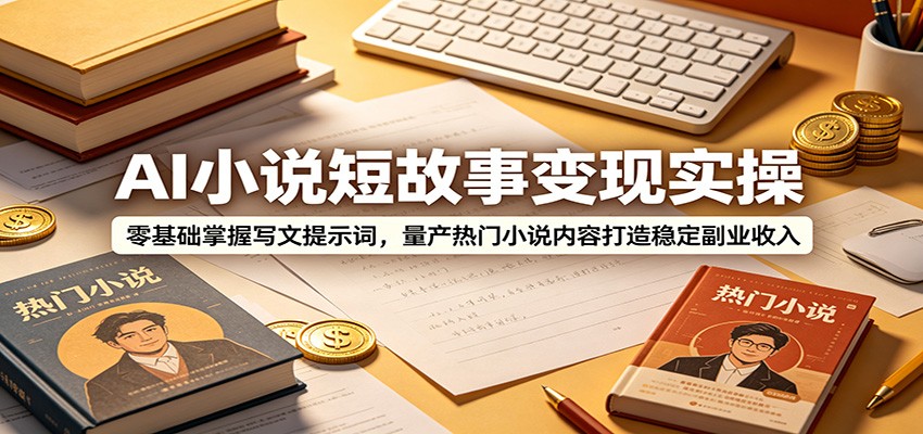 AI小说短故事变现实操：零基础掌握写文提示词，量产热门小说内容打造稳定副业收入 - 严选资源大全