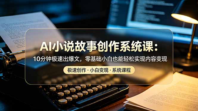 AI小说故事创作系统课：10分钟极速出爆文，零基础小白也能轻松实现内容变现 - 严选资源大全