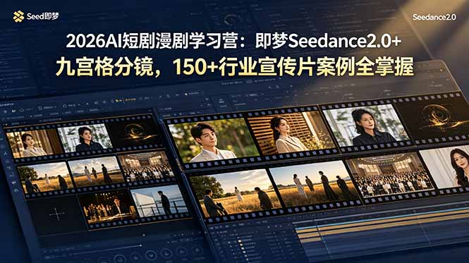 2026AI短剧漫剧学习营：即梦Seedance2.0+九宫格分镜，150+行业宣传片案例全掌握 - 严选资源大全