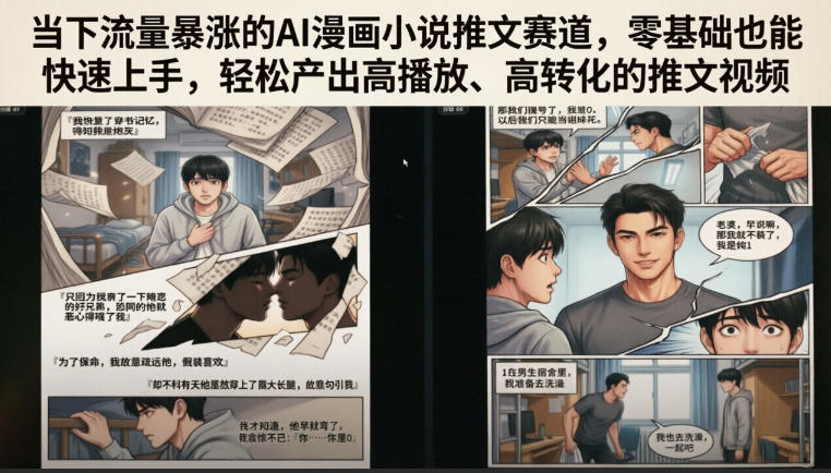 当下流量暴涨的AI漫画小说推文赛道，零基础也能快速上手，轻松产出高播放、高转化的推文视频 - 严选资源大全