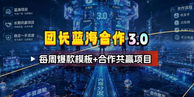 团长蓝海合作3.0，每周爆款模板+合作共赢项目 - 严选资源大全 - 严选资源大全