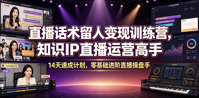 直播话术留人变现训练营，知识IP直播运营高手，14天速成计划，零基础进阶直播操盘手 - 严选资源大全