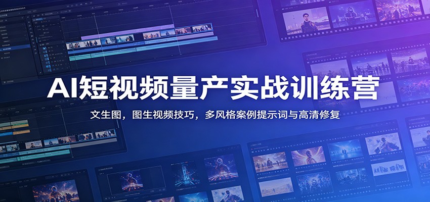 AI短视频量产实战训练营：文生图，图生视频技巧，多风格案例提示词与高清修复 - 严选资源大全