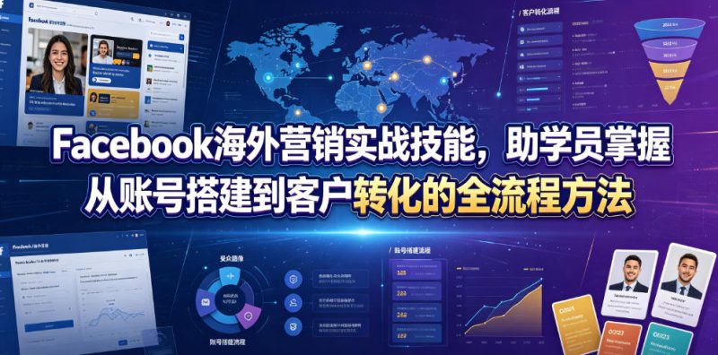 Facebook海外营销实战技能，助学员掌握从账号搭建到客户转化的全流程方法 - 严选资源大全 - 严选资源大全