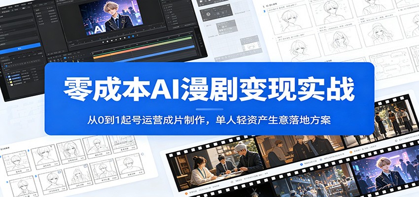 零成本AI漫剧变现实战：从0到1起号运营成片制作，单人轻资产生意落地方案 - 严选资源大全