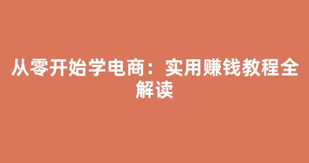从零开始学电商：实用赚钱教程全解读 - 严选资源大全