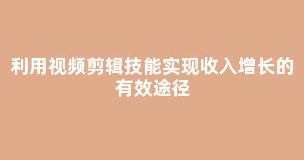 利用视频剪辑技能实现收入增长的有效途径 - 严选资源大全
