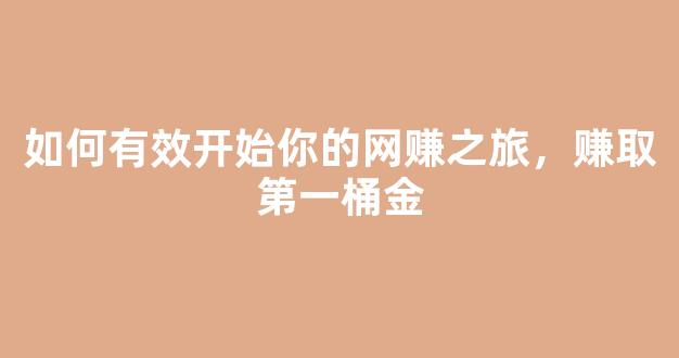 如何有效开始你的网赚之旅，赚取第一桶金 - 严选资源大全