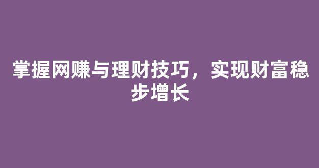 掌握网赚与理财技巧，实现财富稳步增长 - 严选资源大全