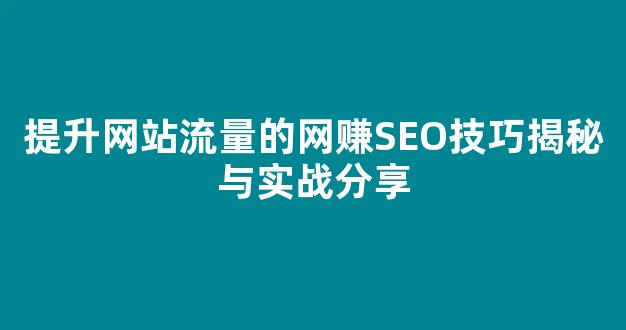 提升网站流量的网赚SEO技巧揭秘与实战分享 - 严选资源大全