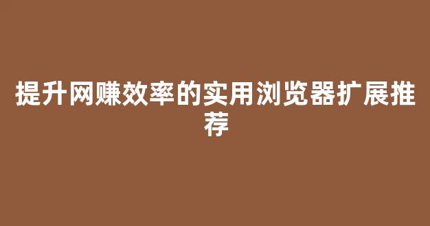 提升网赚效率的实用浏览器扩展推荐 - 严选资源大全