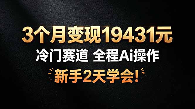 3个月变现19431元,冷门赛道 全程Ai操作,新手2天学会! - 严选资源大全