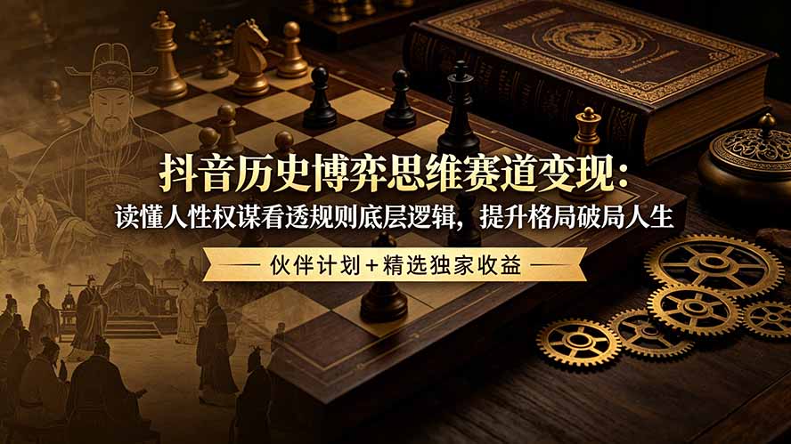 抖音历史博弈思维赛道变现:读懂人性权谋看透规则底层逻辑,提升格局破局人生,伙伴计划+精选独家收益 - 严选资源大全
