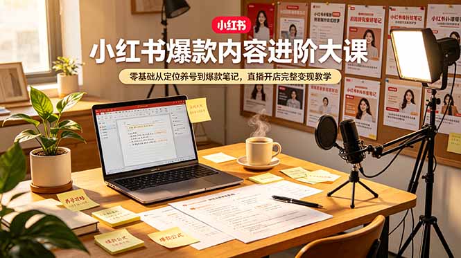 小红书爆款内容进阶大课,零基础从定位养号到爆款笔记,直播开店完整变现教学 - 严选资源大全