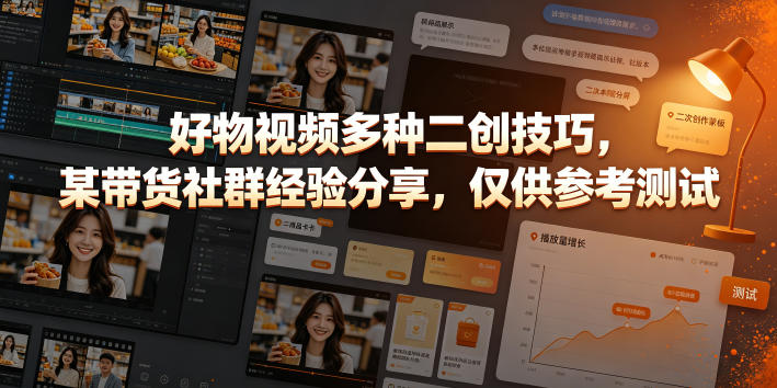 好物视频多种二创技巧,某带货社群经验分享,仅供参考测试 - 严选资源大全