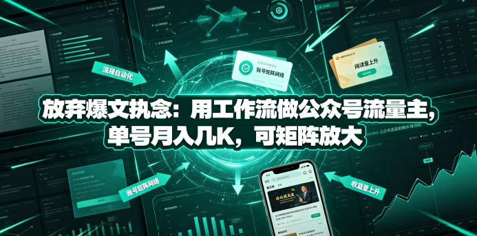 放弃爆文执念:用工作流做公众号流量主,单号月入几K,可矩阵放大 - 严选资源大全