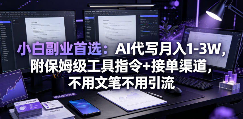 小白副业首选:AI代写月入1-3W,附保姆级工具指令+接单渠道,不用文笔不用引流【揭秘】 - 严选资源大全