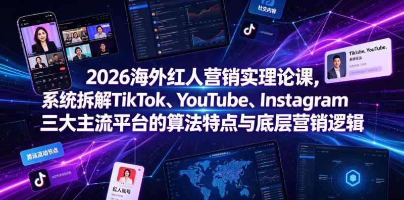 2026海外红人营销实理论课,系统拆解TikTok、YouTube、Instagram三大主流平台的算法特点与底层营销逻辑 - 严选资源大全 - 严选资源大全