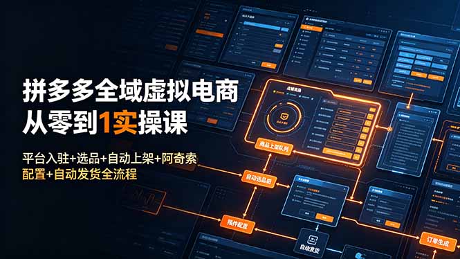 拼多多全域虚拟电商从零到1实操课:平台入驻+选品+自动上架+阿奇索配置+自动发货全流程 - 严选资源大全
