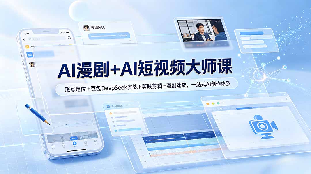 AI漫剧+AI短视频大师课:账号定位+豆包DeepSeek实战+剪映剪辑+漫剧速成,一站式AI创作体系 - 严选资源大全