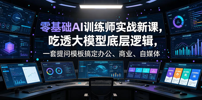 零基础AI训练师实战课，吃透大模型底层逻辑，一套提问模板搞定办公、商业、自媒体、设计、生活全场景AI落地应用 - 严选资源大全